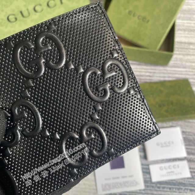Gucci新款包包 古馳壓花全皮男士短錢包 Gucci男士短夾 625562  ydg3046